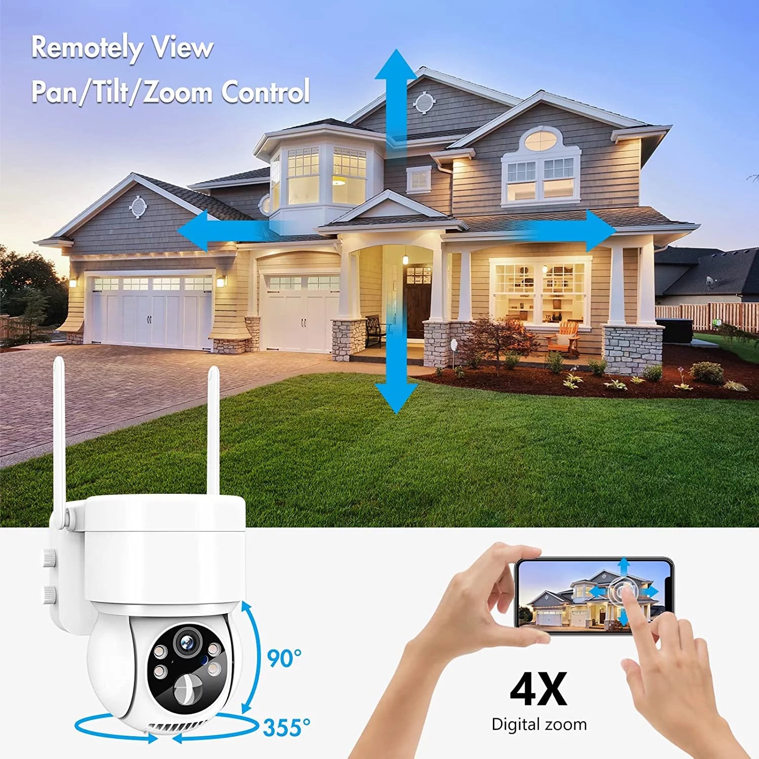 LUCKWOLF Outdoor Security Camera Wireless Wifi, 2K Color Night Vision, Solar Outdoor Security Camera