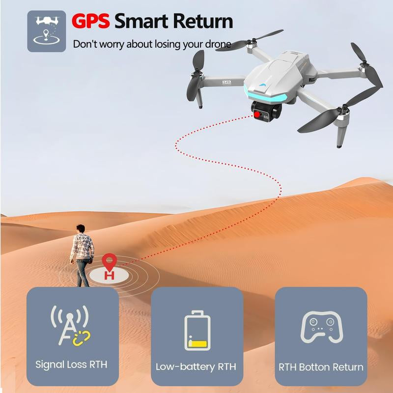 Drone GPS Brushless Motor under 250G, 4K EIS Camera, 50 Minutes of Battery Life, 5G FPV Remote Control Quadcopter Suitable for Adult Beginners