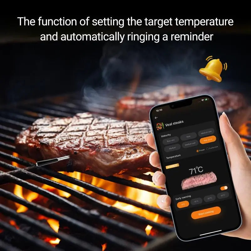 INKBIRD Wireless Meat Thermometer for Summer, Rechargeable BT Smart BBQ Thermometer, Smart Control Food Thermometer, Waterproof Smart Gadgets Kitchen Meat Probe Tools for Oven Grill Air Fryer Food, Kitchen Gadgets