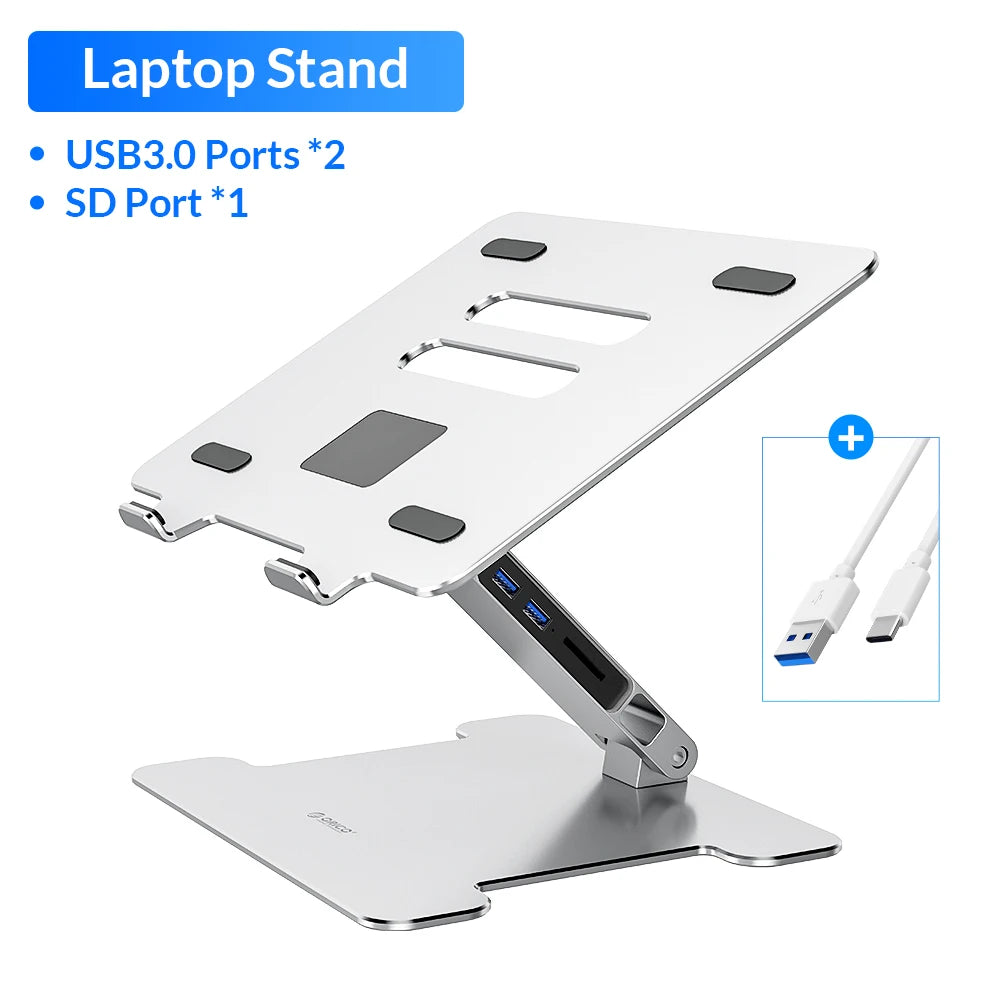 Foldable Laptop Stand 4 Port USB3.0 Aluminum Notebook Riser Desktop Laptop Cooling Stand for Macbook Dell