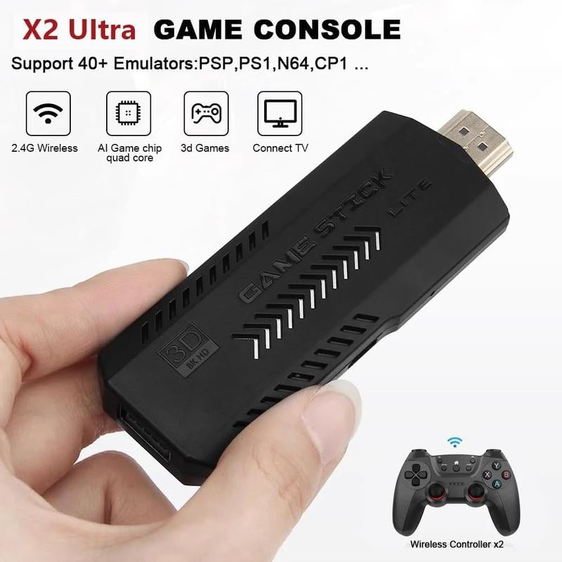 For a Limited Time, the X2 Includes Several Classic Games, Dual 2.4G Wireless Controllers, 4K HDMI Plug & Play, Upgraded Yellow and Black Controllers, and a New Chipset Button Grip. Wireless Retro