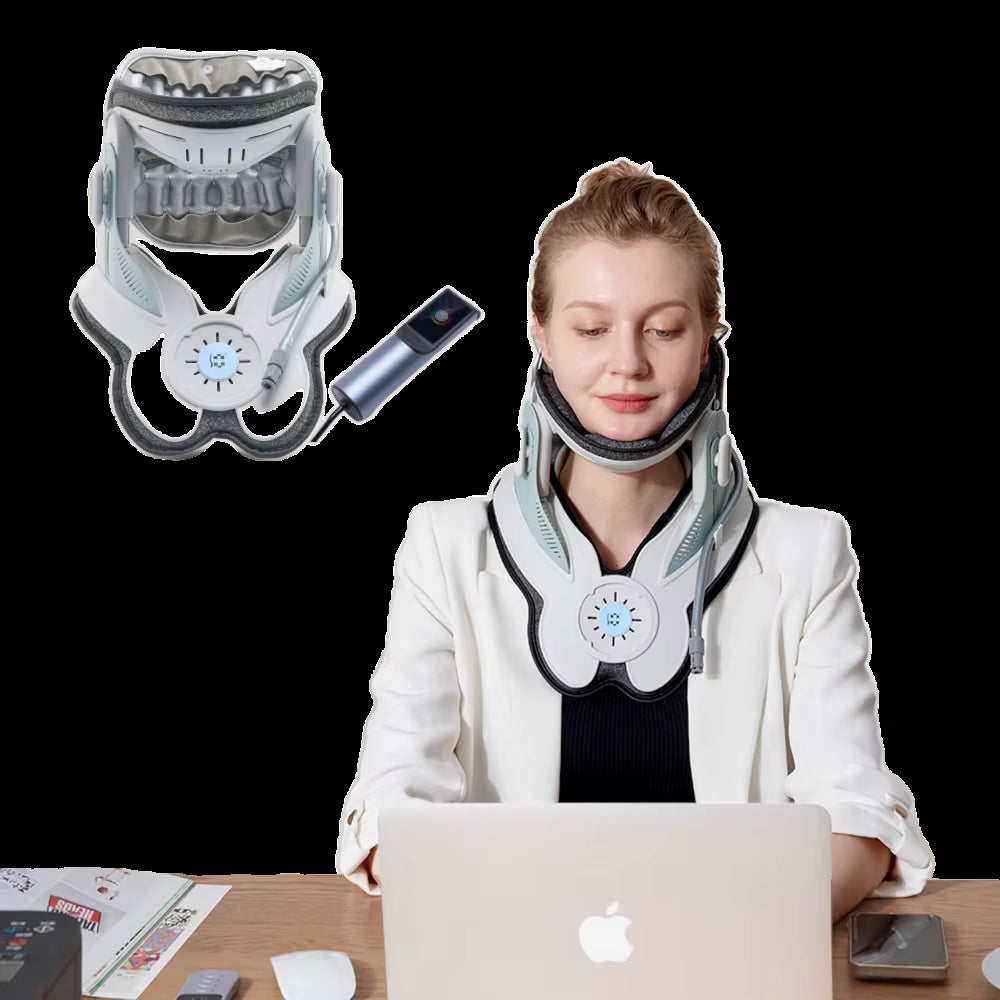 Electric Hand Pump OEM Custom Logo Neck Fixation Brace Soft Adjustable Pain Relief Cervical Collar Neck Traction Device